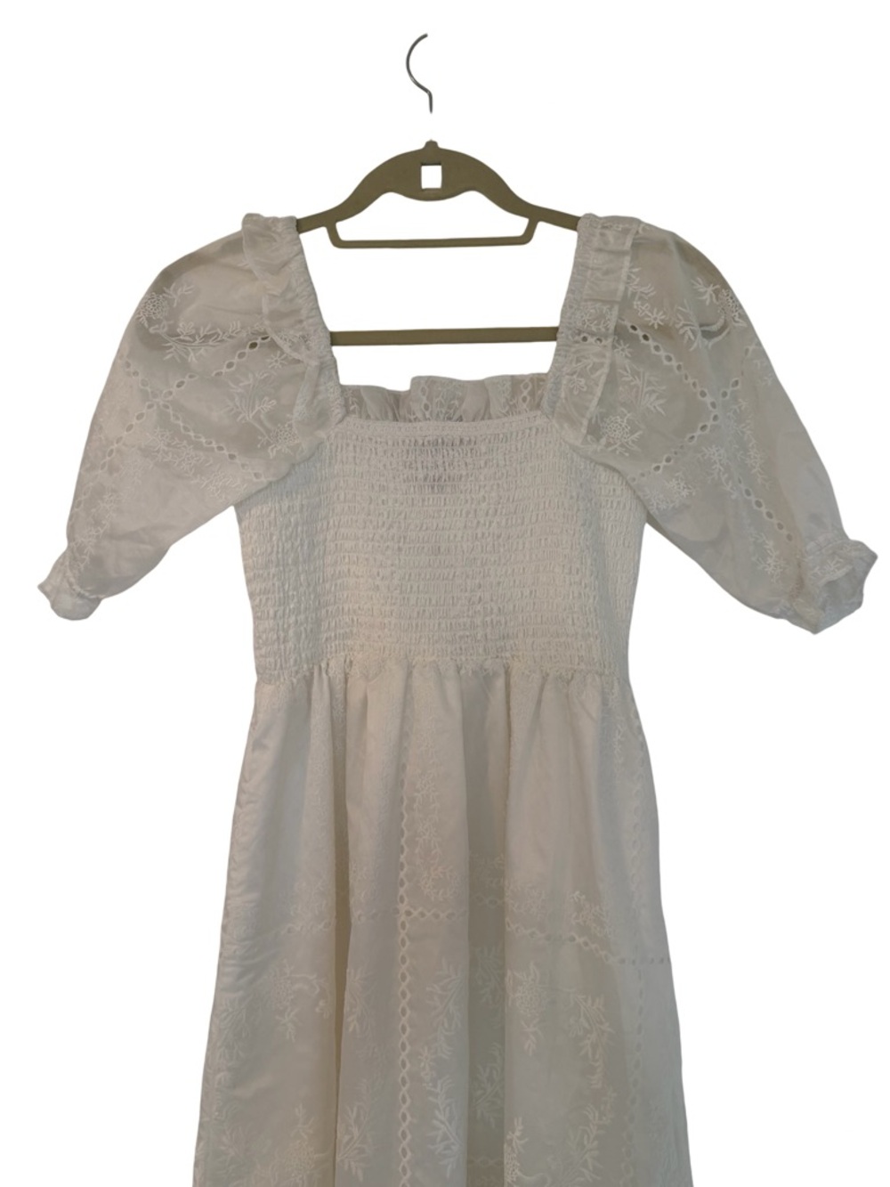 Caroline Constas White Organza Patchwork Smocked Dress - Picture 9 of 14